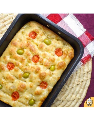 Focaccia Genovese con Cherri, Aceitunas